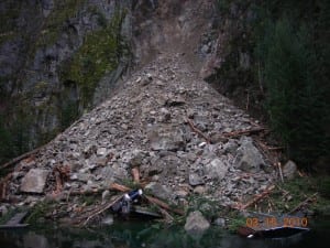 A pickup parked near the National Park Service boat landing was hit by the 2010 rockslide.