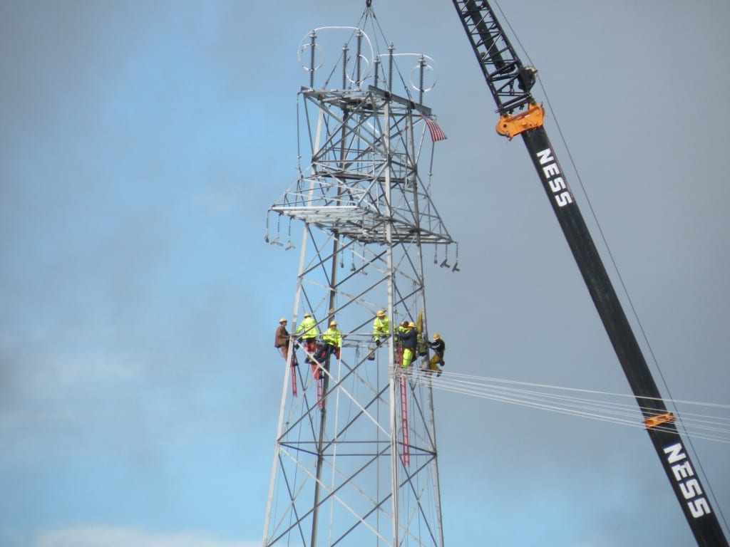 Top of Transmission Tower Repaired, Ready to Go Back Up Powerlines