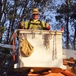 Photo of Seattle City Light lineworker helping with Hurricane Sandy power restoration in Long Island, NY.