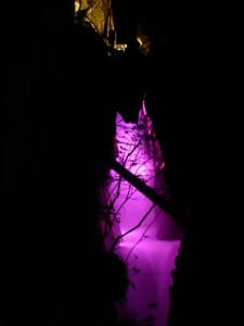 Photo of Ladder Creek Falls light show.
