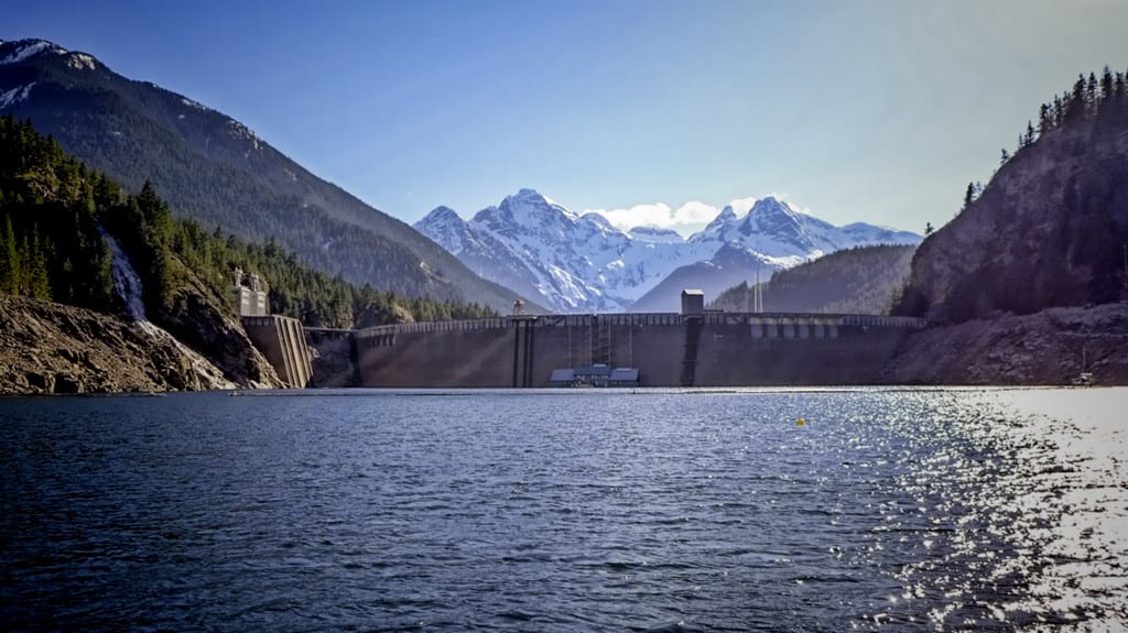 Photo of Ross Dam and Ross Lake.