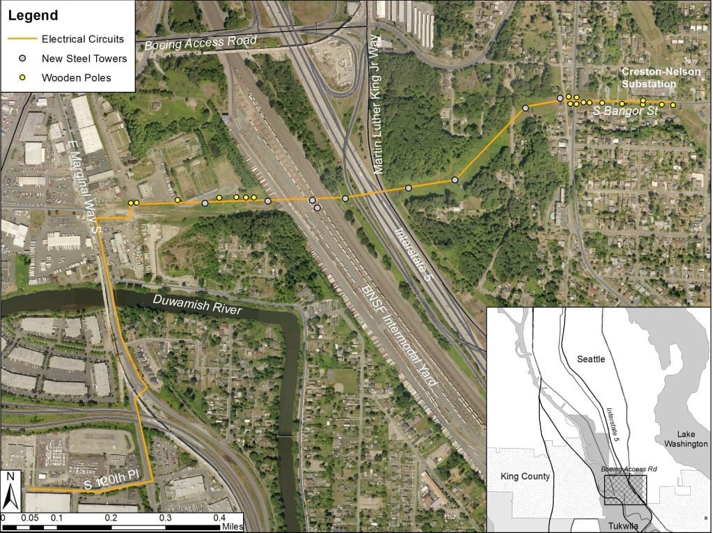 This map shows the area covered in the H-frame replacement project