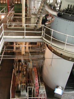 Photo of artist Chris Crites inside the Georgetown Steam Plant.
