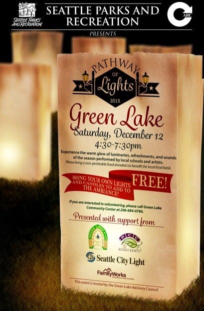The 2015 Green Lake Pathway of Lights event will be held on Dec. 12 from 4:30 - 7:30 p.m.