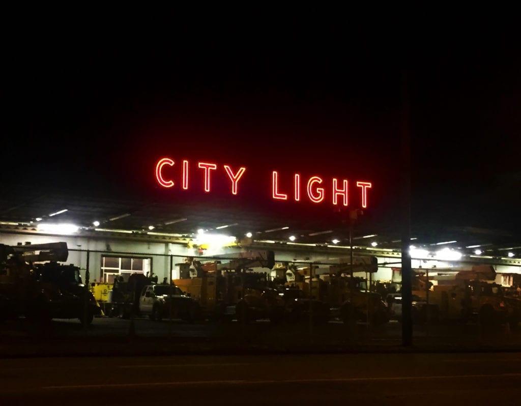 Photo of the CITY LIGHT signs.