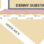 Map of the Denny Substation construction zone.