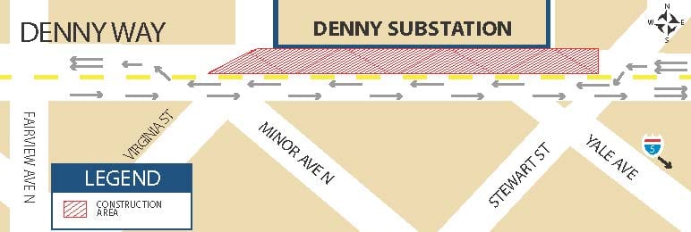 Map of the Denny Substation construction zone.