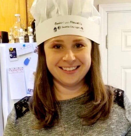 Photo of Elizabeth M. the winner of the Cookin with Kilowatts contest in chefs hat