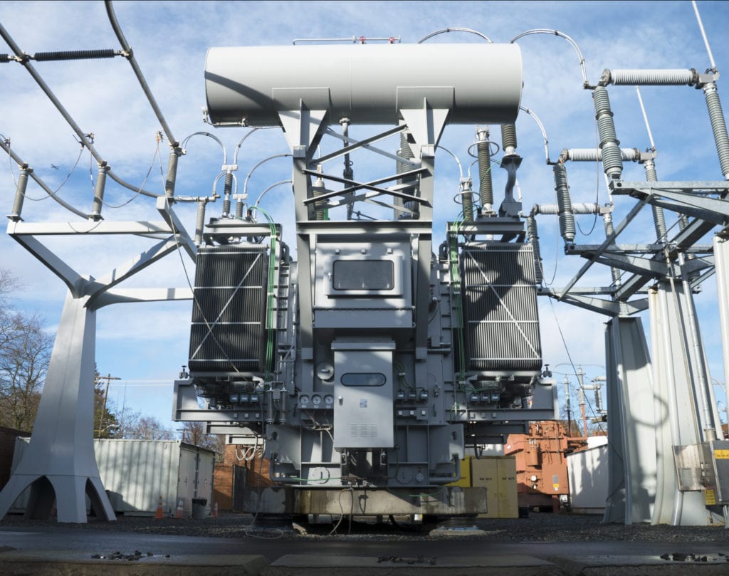 A base-isolated transformer in City Light's East Pine Substation
