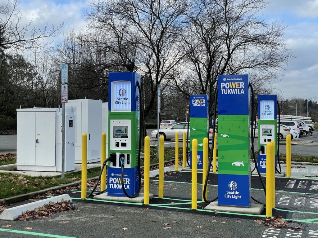 The Tukwila electric vehicle charging station. 