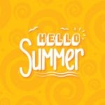 The words "Hello Summer" with orange background