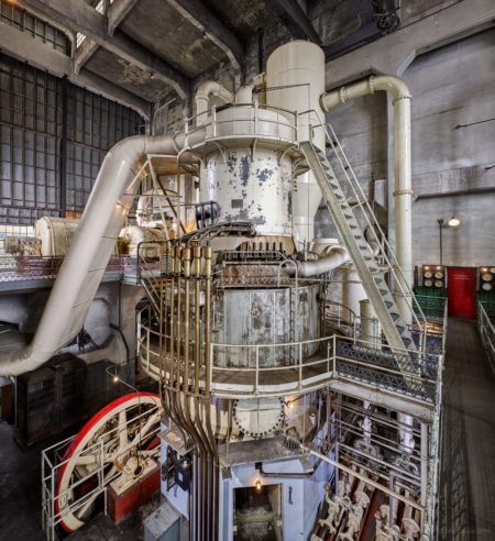 Decorative image of vertical boiler inside of the Georgetown Steam Plant 