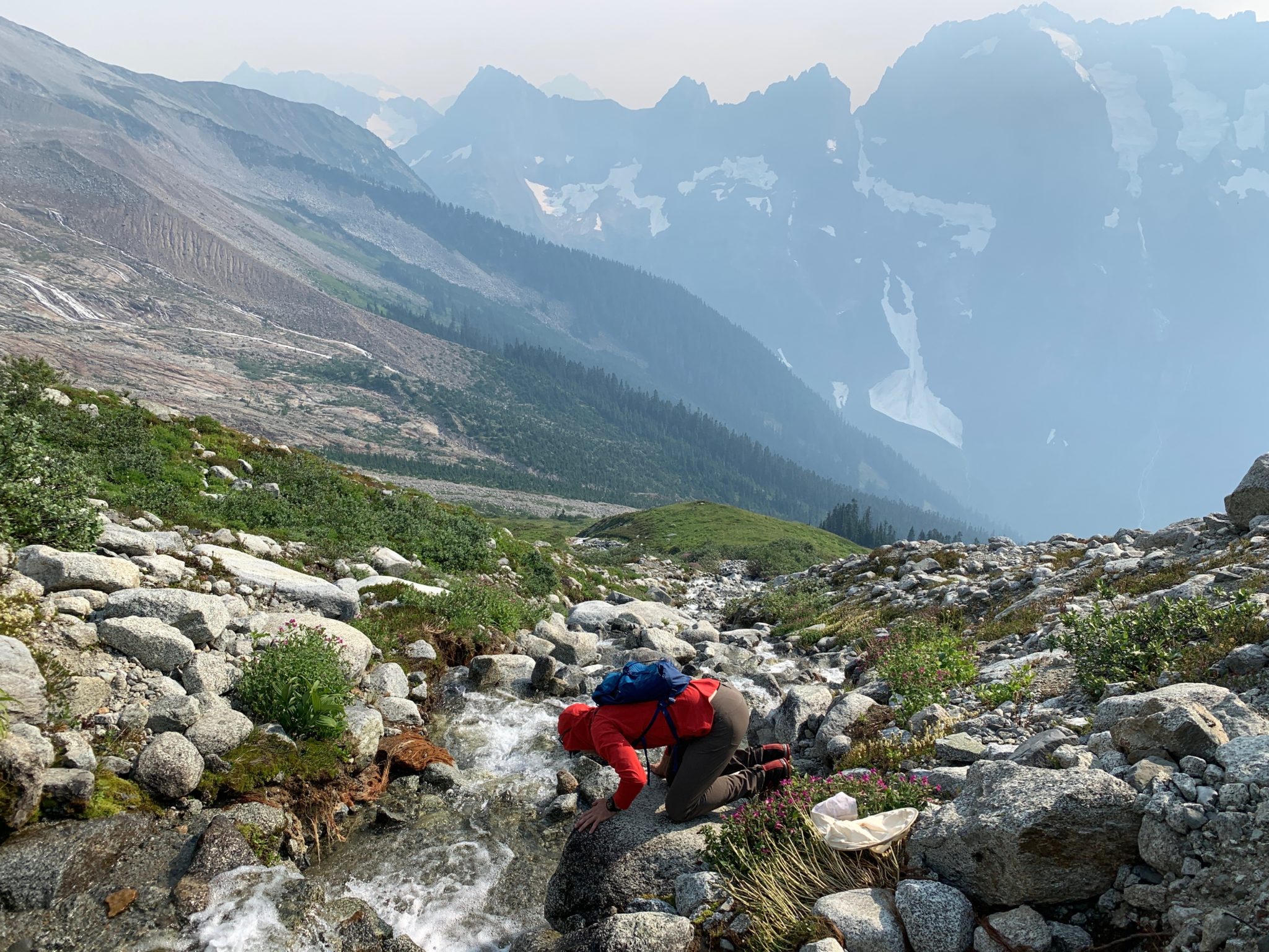 Researcher in the North Cascades mountains