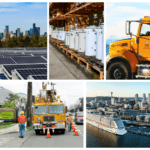 A collage of several infrastructure and work crews in the Seattle area